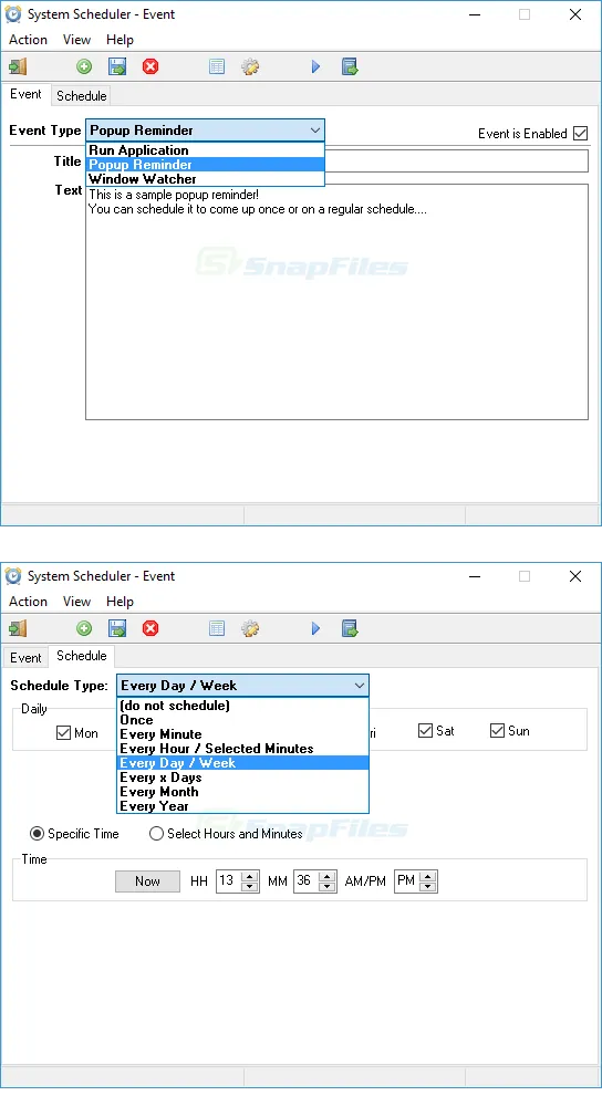 System Scheduler Capture d'écran 2