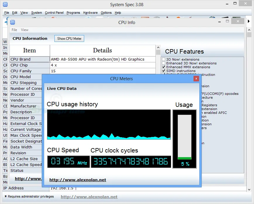 System Spec Capture d'écran 2