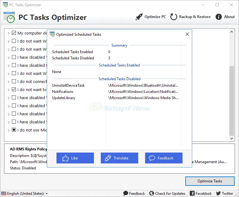 PC Tasks Optimizer Capture d'écran 2