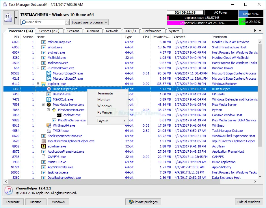 MiTeC Task Manager DeLuxe Capture d'écran 1