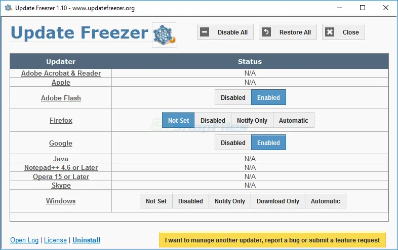 UpdateFreezer Capture d'écran 1