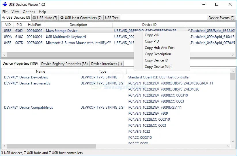 USB Devices Viewer Capture d'écran 1