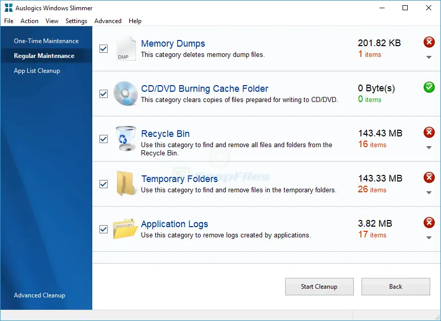 Auslogics Windows Slimmer Capture d'écran 2