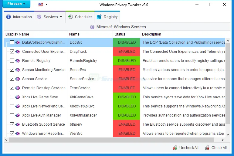 Windows Privacy Tweaker Capture d'écran 1