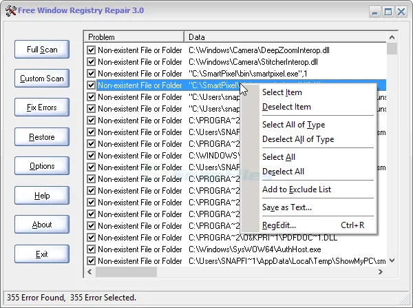 Free Window Registry Repair Capture d'écran 1