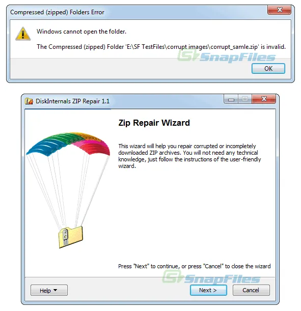 DiskInternals ZIP Repair Capture d'écran 1